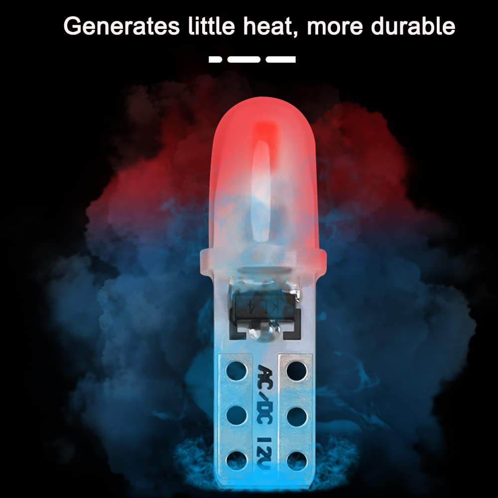 T5 LED Buld Dash Lights W3W W1.2W Dashboard Indicator Light Cluster ...