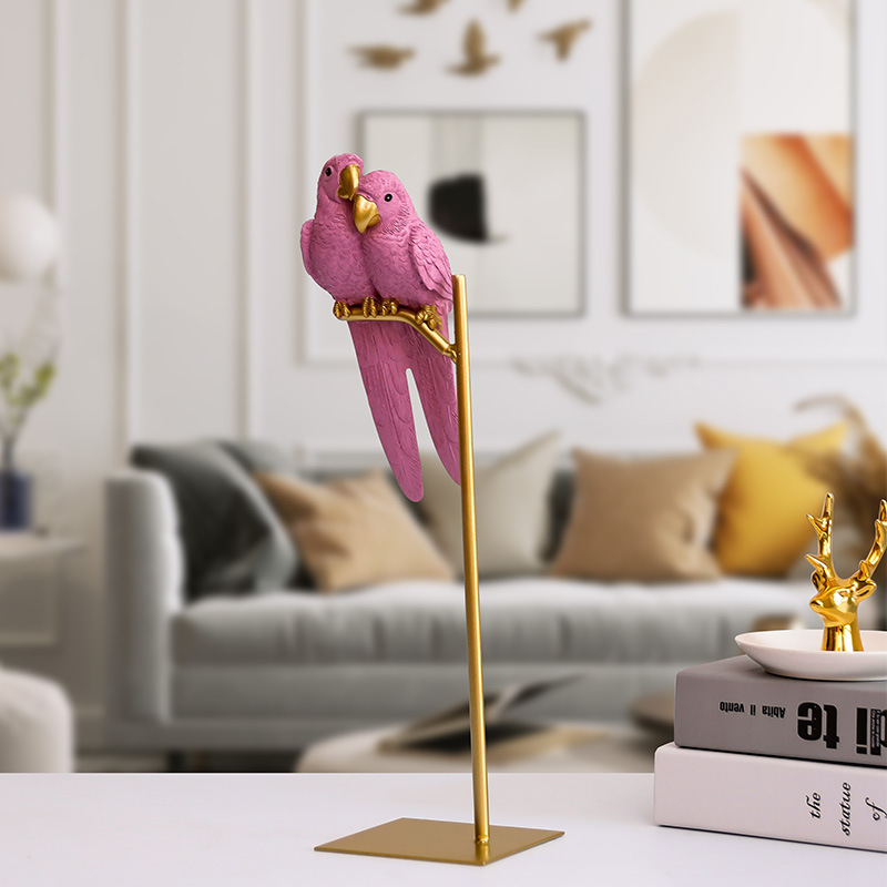 Creative Luxury Nordic Couple Colorful Tall Parrot Resin Bird Table ...