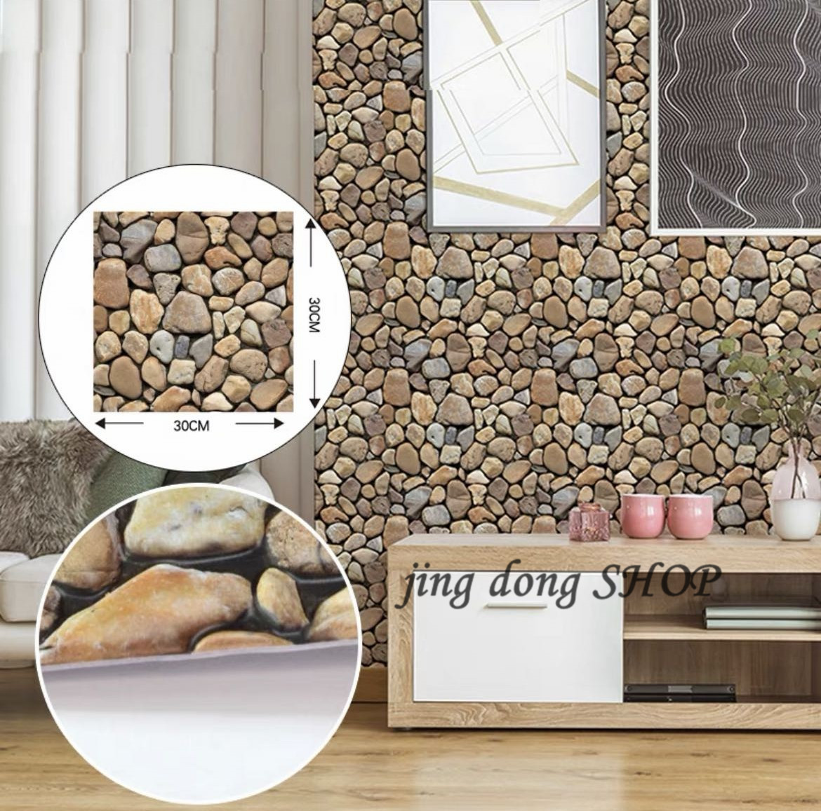 10PCS Self adhesive 3D Brick stone design Wallpaper Sticker for Room ...