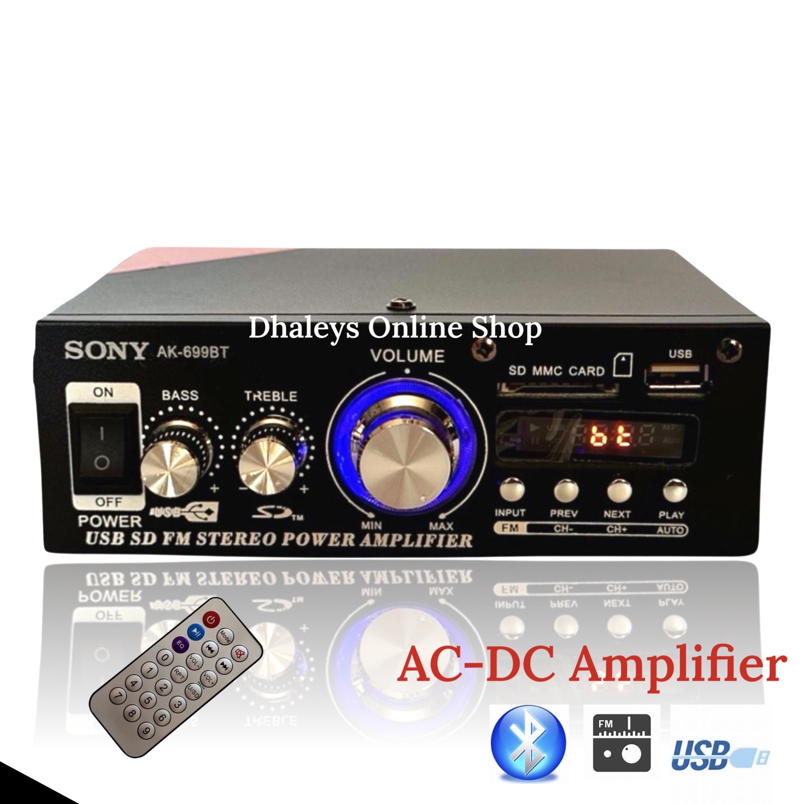 AC-DC Amplifier AK-699BT 220VAC to 12V DC Amplifier with BT / FM / USB ...
