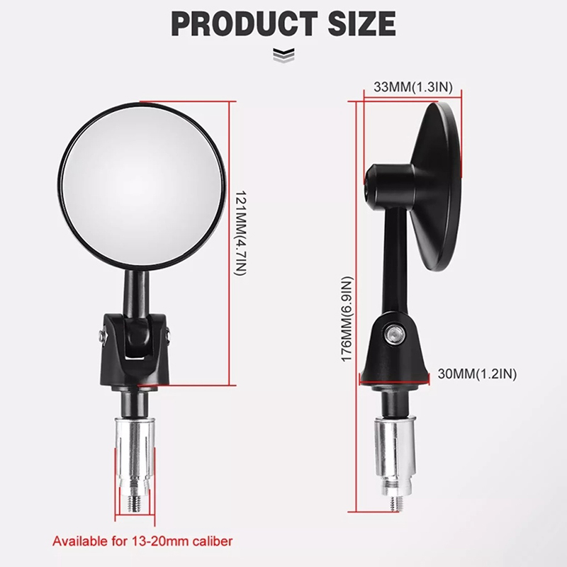 Full Angle Folding Reflector View Mirrors 2PCS Side Mirror Alloy Round ...