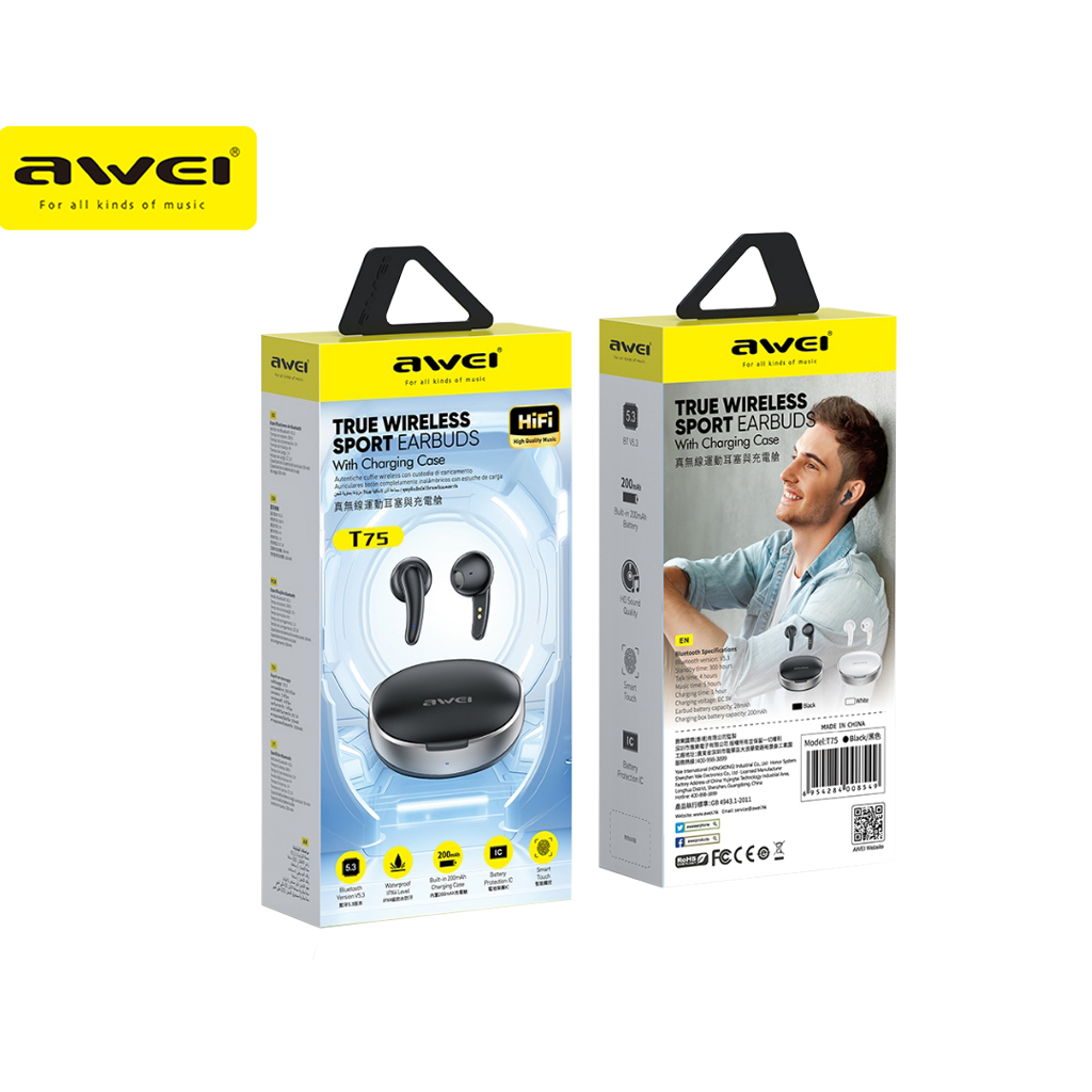 Awei Switch Wireless Earphones Awei T75 Wireless Bluetooth Gaming