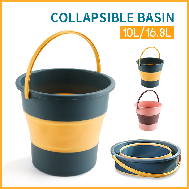 Foldable timba bucket collapsible portable small pail camping travel ...