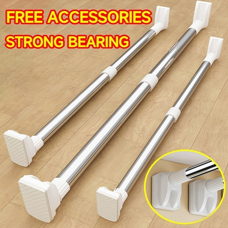 Punch-free Clothes Rod Adjustable Curtain Rod Clothes Rail Towel ...