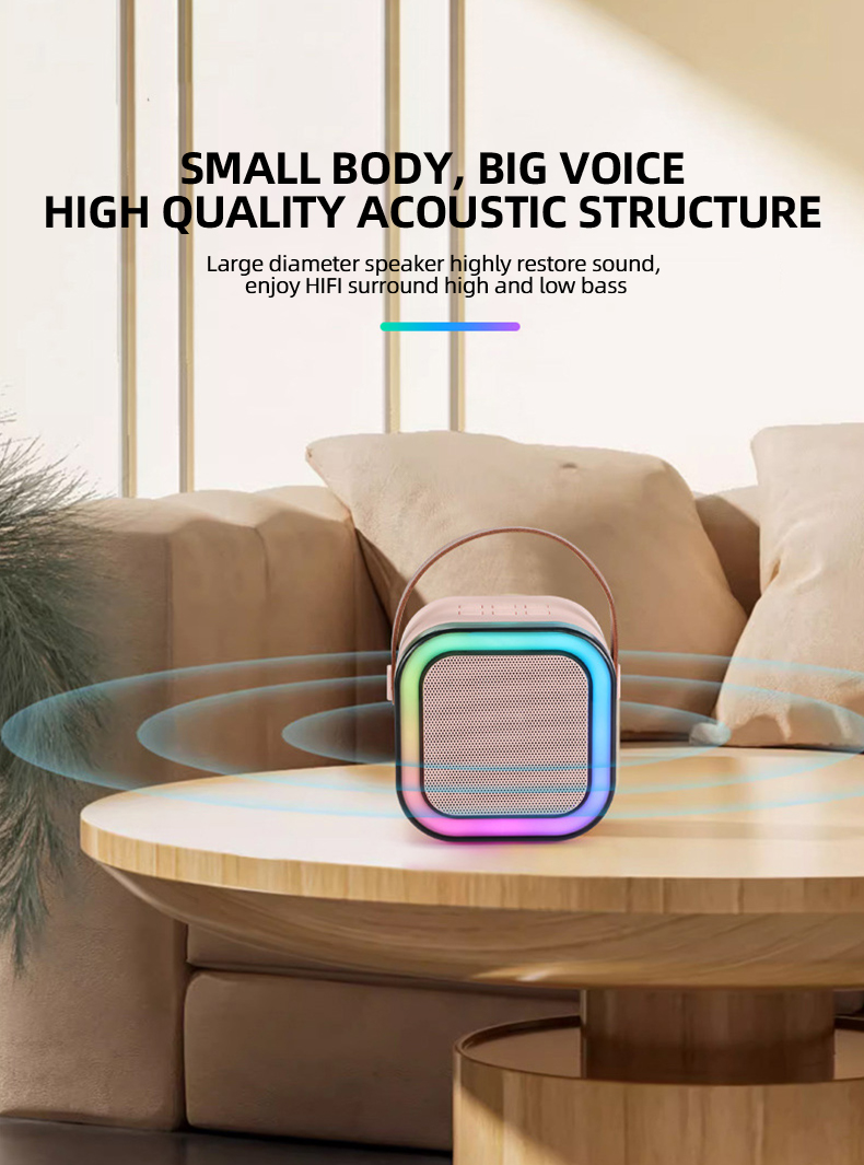Mini Bluetooth Speaker Portable Led Colorful Light Wireless Microphone ...