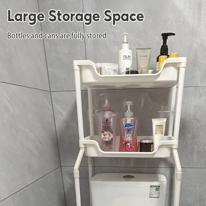CHIT 2-Tier Toilet Shelf Plastic Bathroom Organizer Shelf Rack Storage ...
