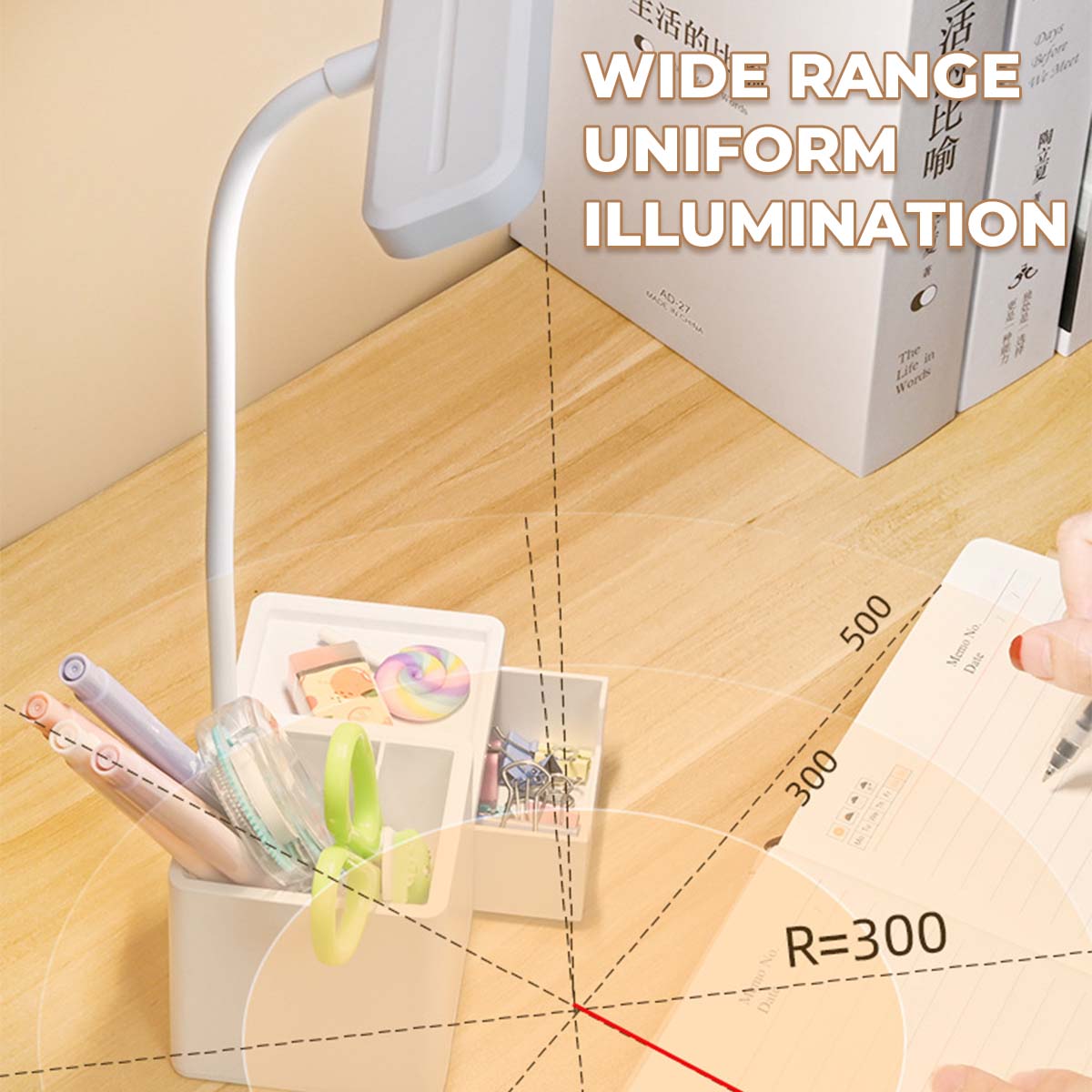 LED Rechargeable Desk Lamp Shade Dim Study Light for Bedroom Student ...