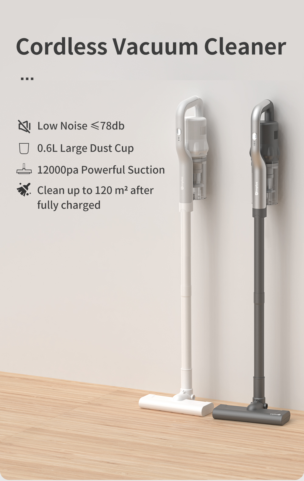 Simplus Cordless Vacuum Cleaner for Home Bed Sofa Car Hand-Held ...