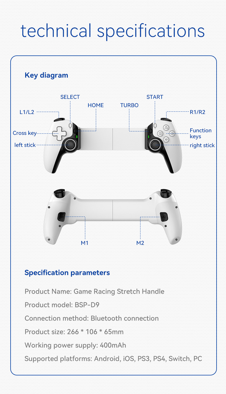 BSP D9 Wireless Mobile Phone Game Controller Anti Slip Ergonomic design ...