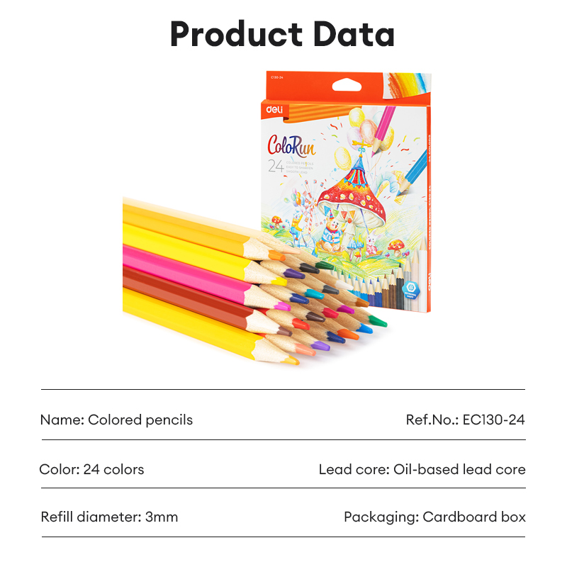 Deli 12/24 PCS Color Pencil Set Art Paint Coloring Pencil School ...
