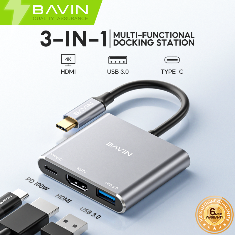 BAVIN O55 3in1 TYPE-C to HDMI 4K HUB w/ 100W PD USB-C Port HDTV & USB ...