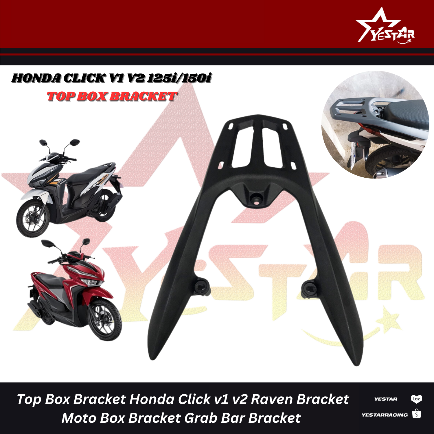 Yestar Racing Raven Bracket Top Box Bracket for Honda Click V1 V2 Moto ...
