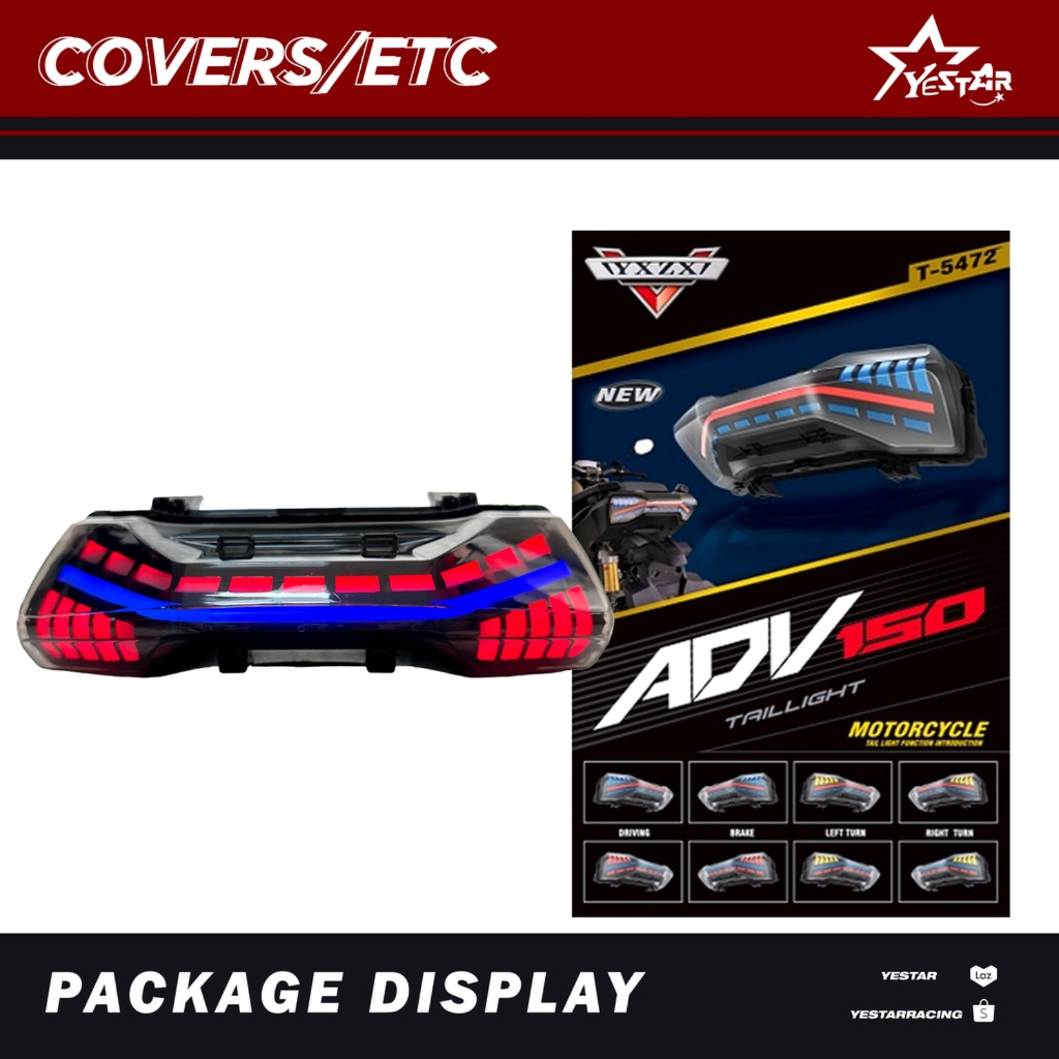 Yestar Racing LED Tail Light for Honda ADV 150/160 Motor Accesories ...