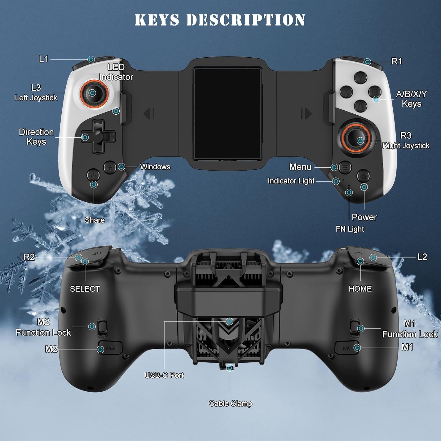JK02 Retractable 2 in 1 Wireless Controller Type-C Semiconductor Heat ...