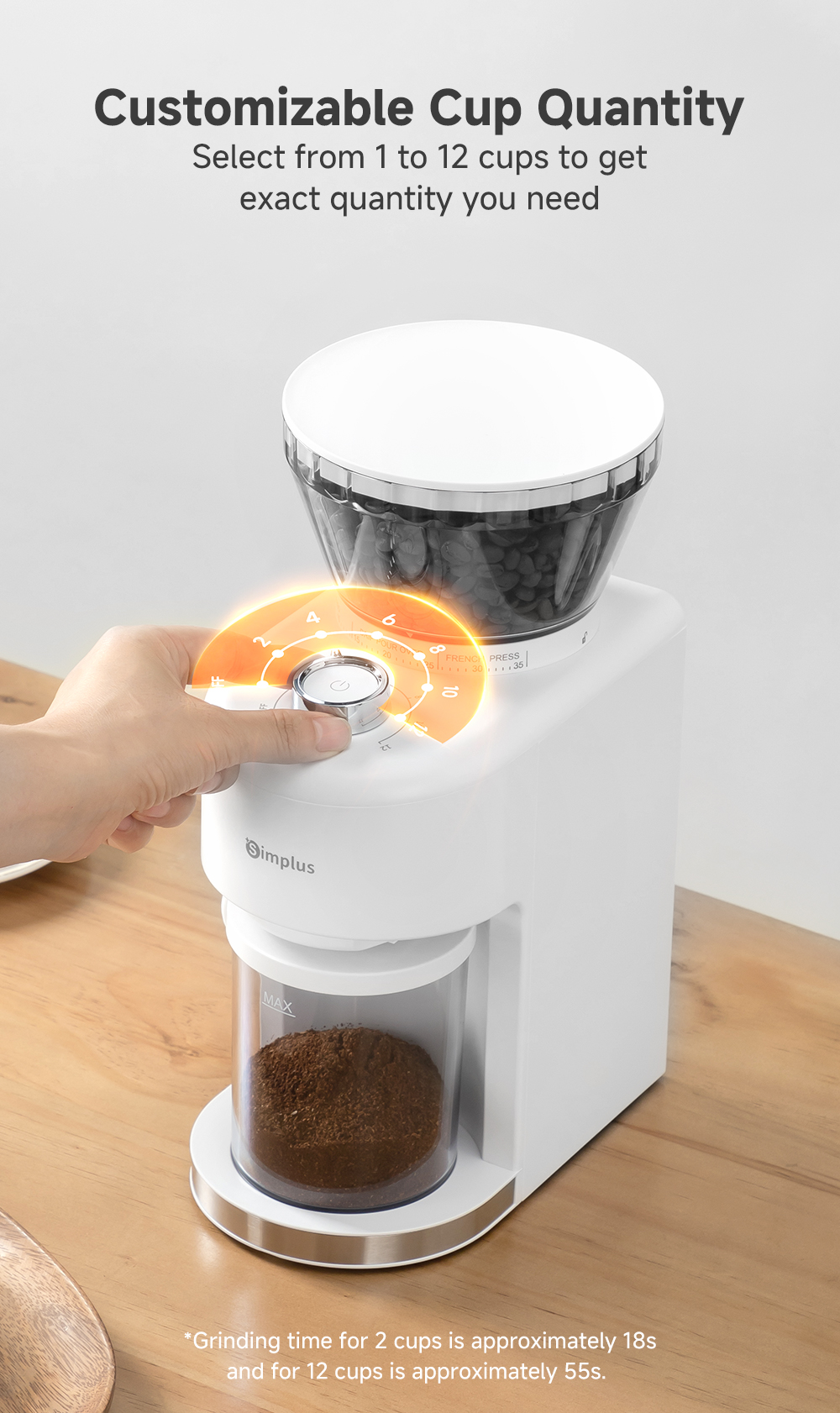 Simplus Electric Coffee Grinder Household Smart Grinder 35 Grind ...