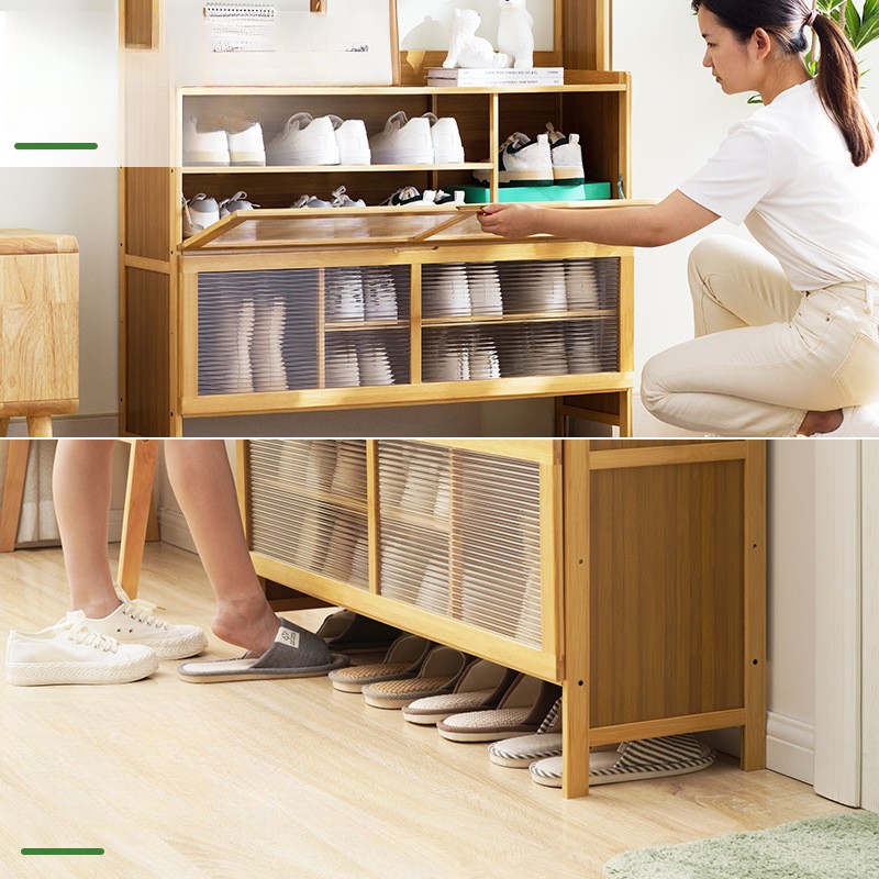 Bamboo Hanging Clothes Rack2in1 Shoe Rack Organizer 70/100CM 30+ Pairs ...