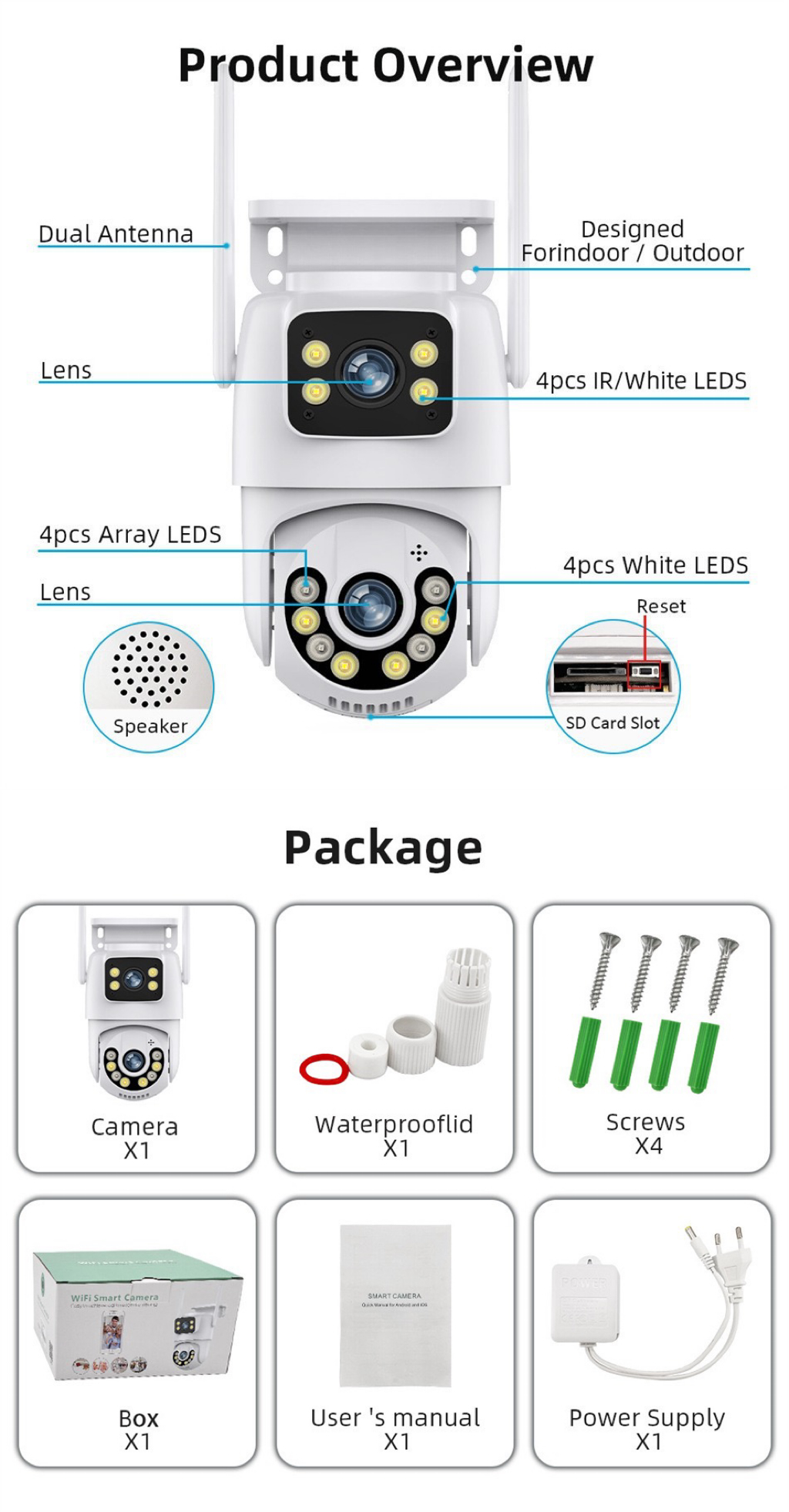 ICSEE CCTV Camera Dual Lens Series Wifi PTZ HD Night Vision In/Outdoor ...