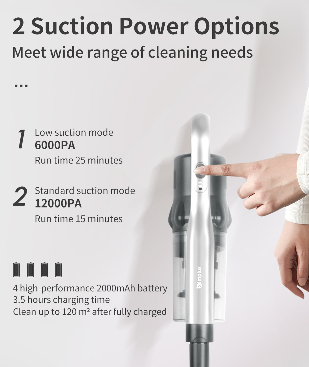 Simplus Cordless Vacuum Cleaner for Home Bed Sofa Car Hand-Held ...