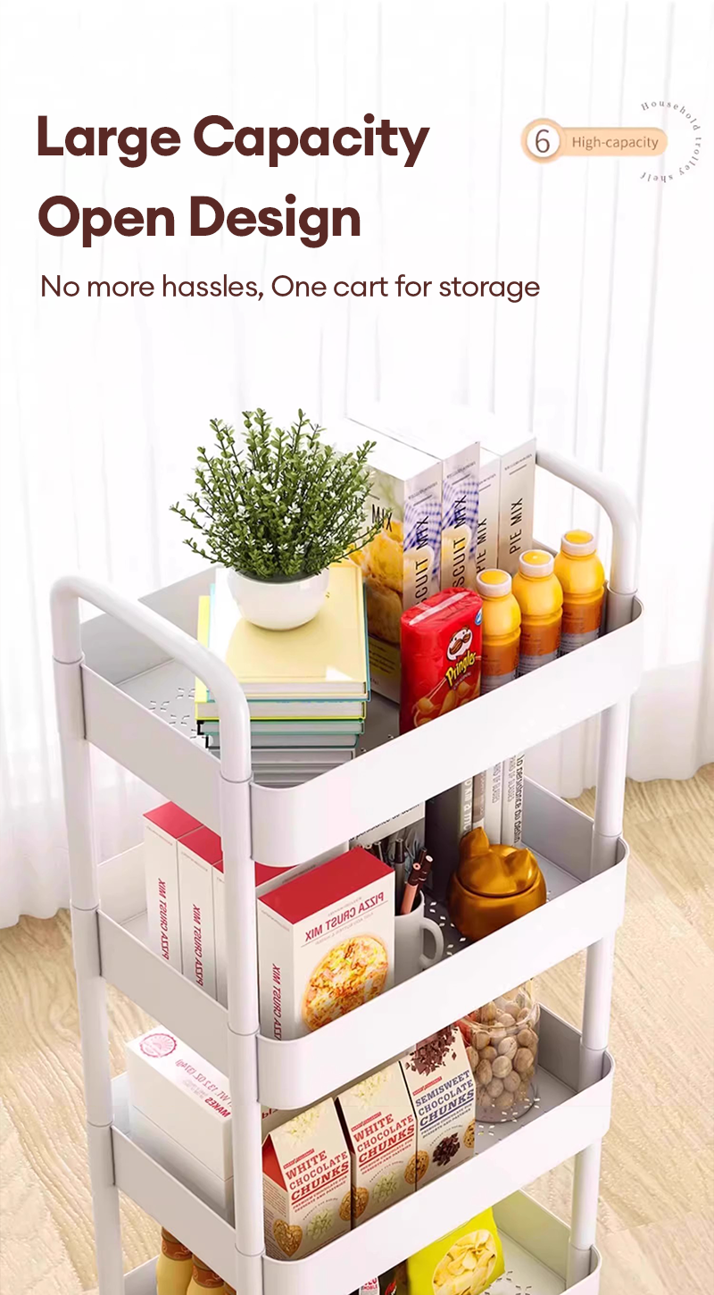 Trove 3/4/5 Layer Trolley Cart Organizer Moving Rack Kitchen Shelf With ...