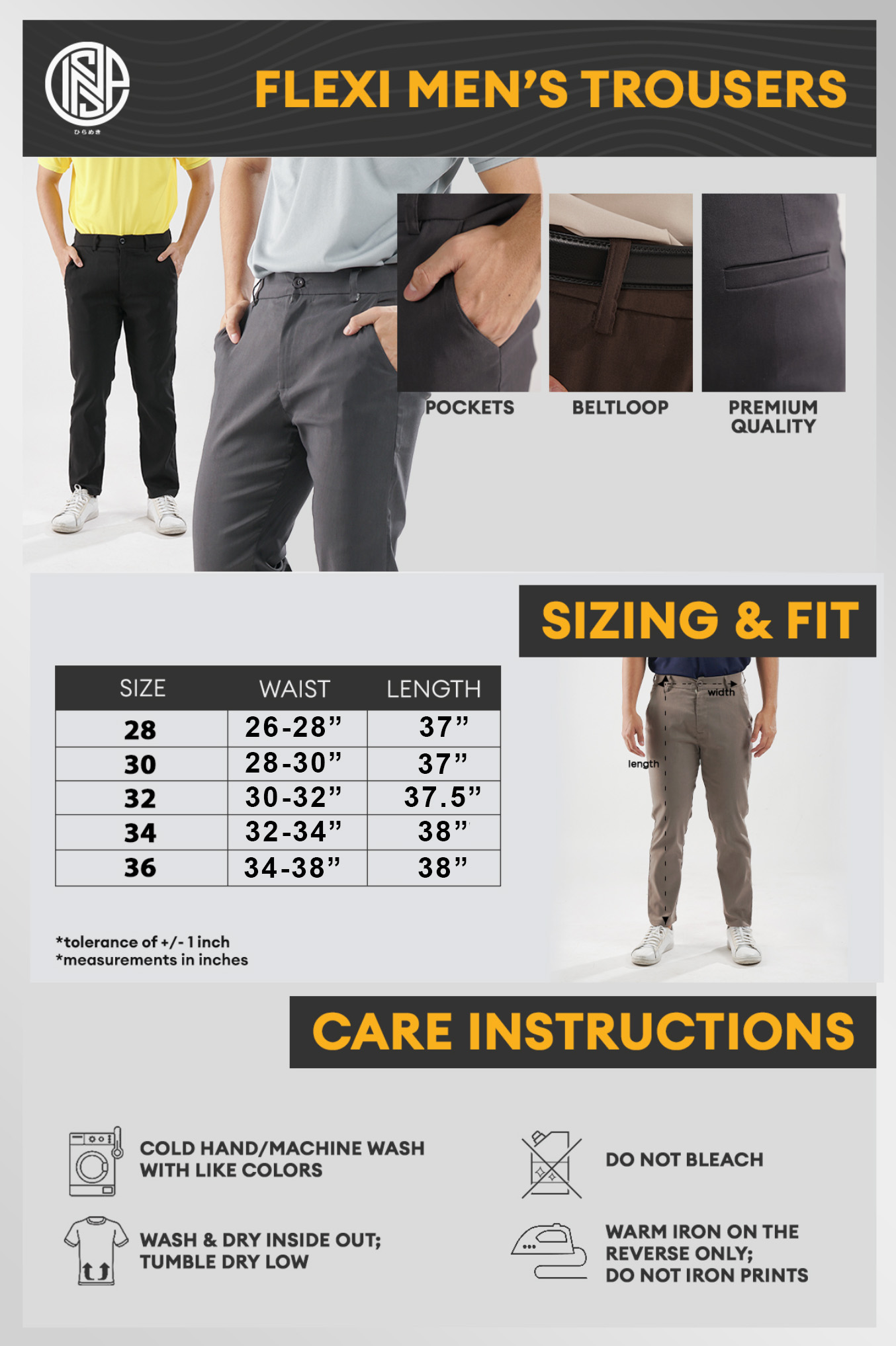 COLLAB by Inspi Trouser Pants For Men With Pocket And Beltloop ...