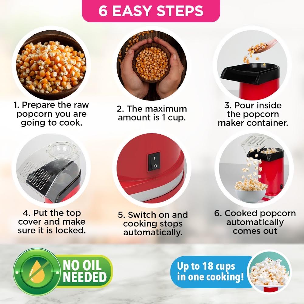 Tough Mama NTM-POP Popcorn Maker Machine Mini Electric Retro Popper ...