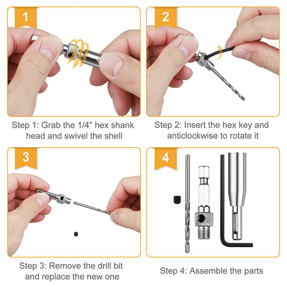 7Pcs Self Centering Hinge Drill Bit Set for Hinges Drawer Guides ...