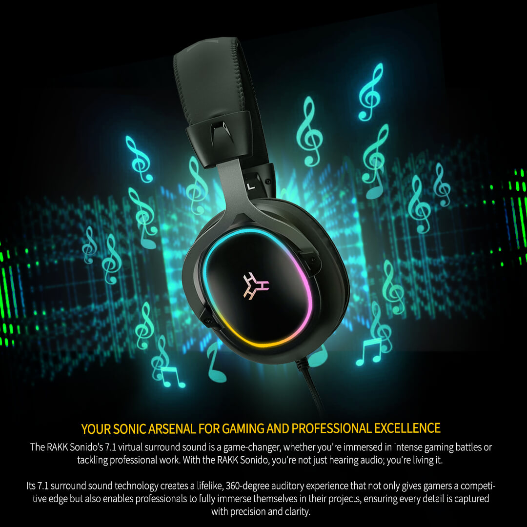 RAKK SONIDO 7.1 Virtual Surround RGB Gaming Headset USB Black| EasyFix ...