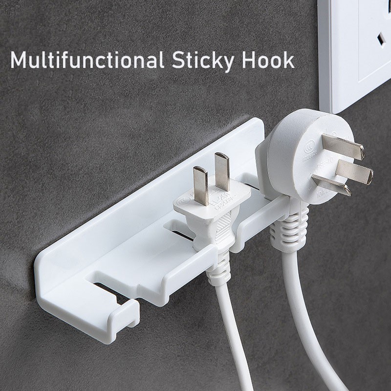 Plug Sticky Hook Bathroom Kitchen Wall Adhesive Hook Seamless Power ...