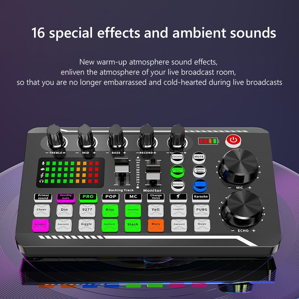 Popcorn V8s F998 Sound Card Effects with Audio Mixer For Streaming ...
