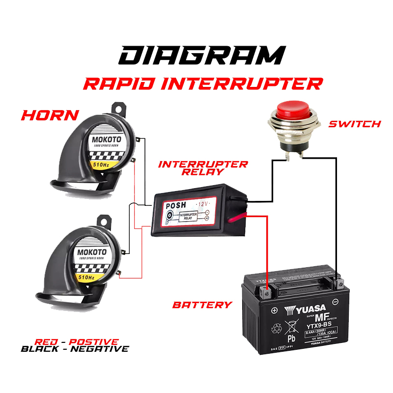 12V Universal Horn Relay Rapid Motorcycle Retrofit Accessories Horn ...