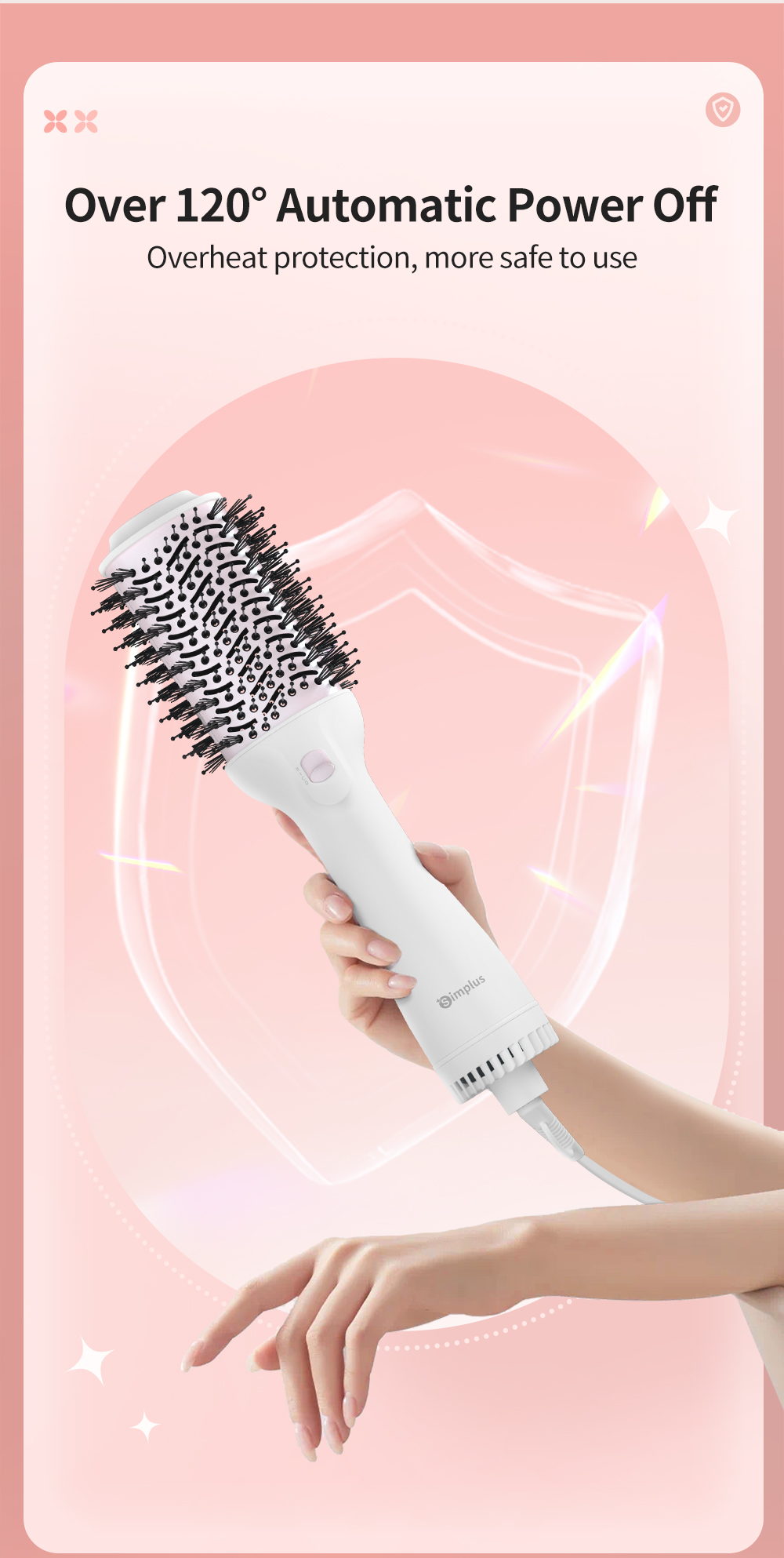 Simplus Hot Air Brush Comb Hair Brush Blower Electric Hair Dryer ...