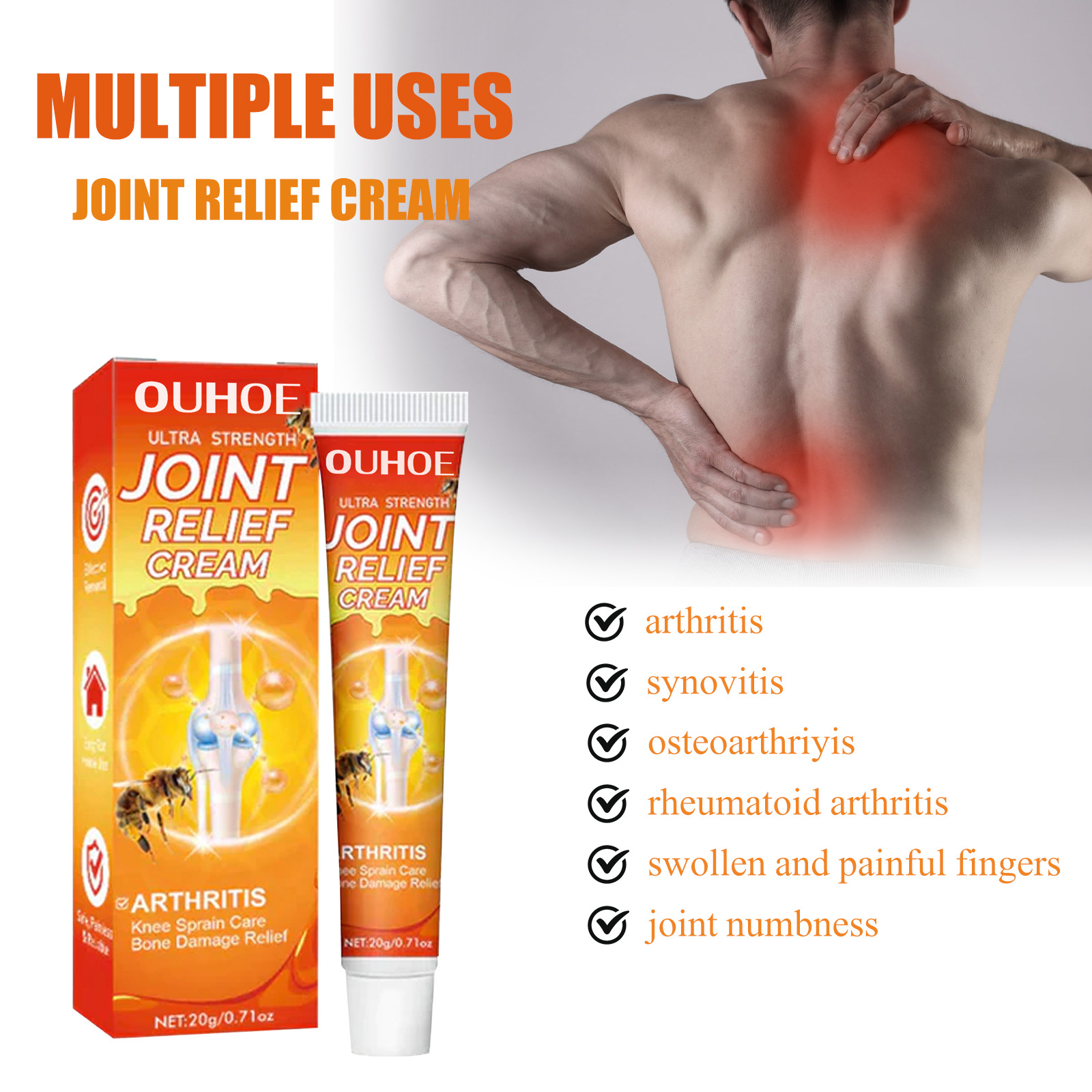 Bee Venom Joint Relief Cream knee Ointment Pain Relief Propolis Cream Muscle Arthritis Gel 20g