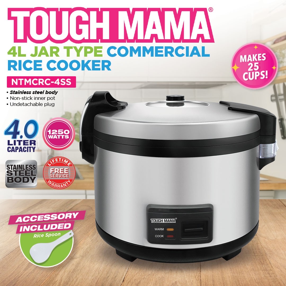 Tough Mama NTMCRC-4SS Commercial Rice Cooker 4L Stainless Steel Body ...