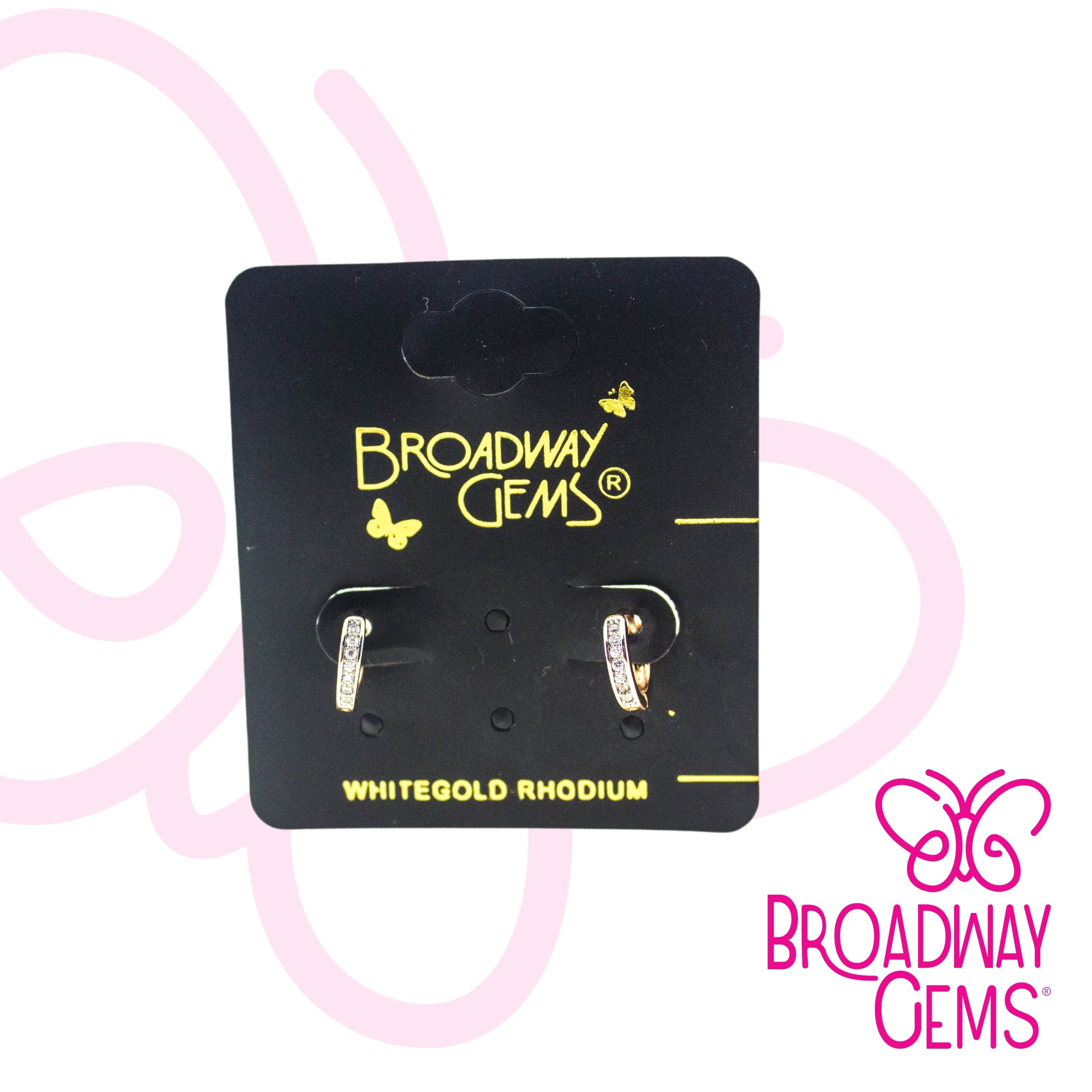 BROADWAY GEMS Earring Loop Rhodium Plated w Stone Gold E114 Shopee Philippines