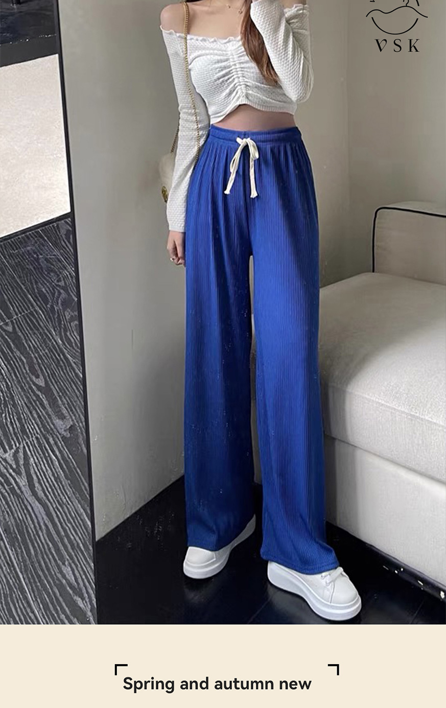 VISUKING High Waist Korean Fashion Women's Mopping Pants Casual Wide ...