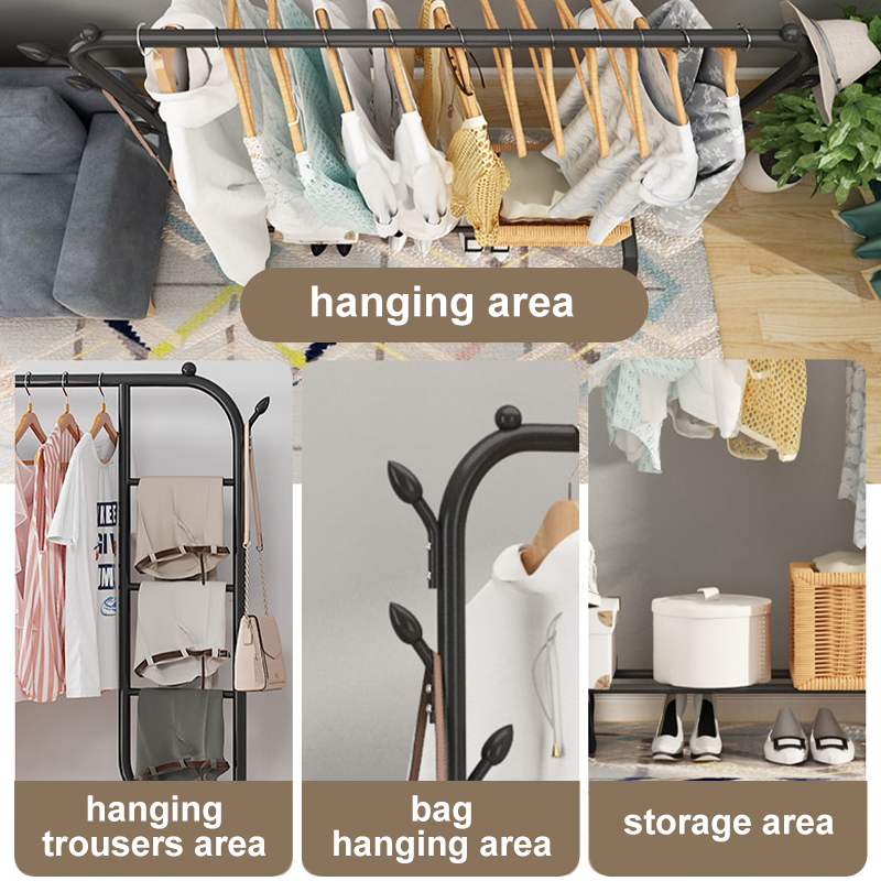 Sampayan Stainless Indoor Double Rod Floor Standing Drying Rack Hanger ...