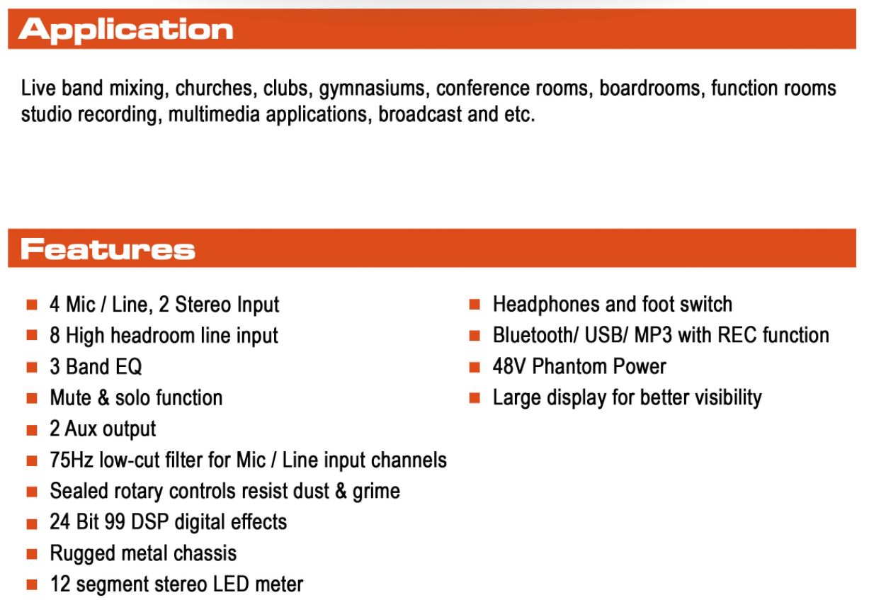 Kevler Professional MIX-8BT 8-Channel Mixer 4 Mic / Line 2 Aux Audio ...
