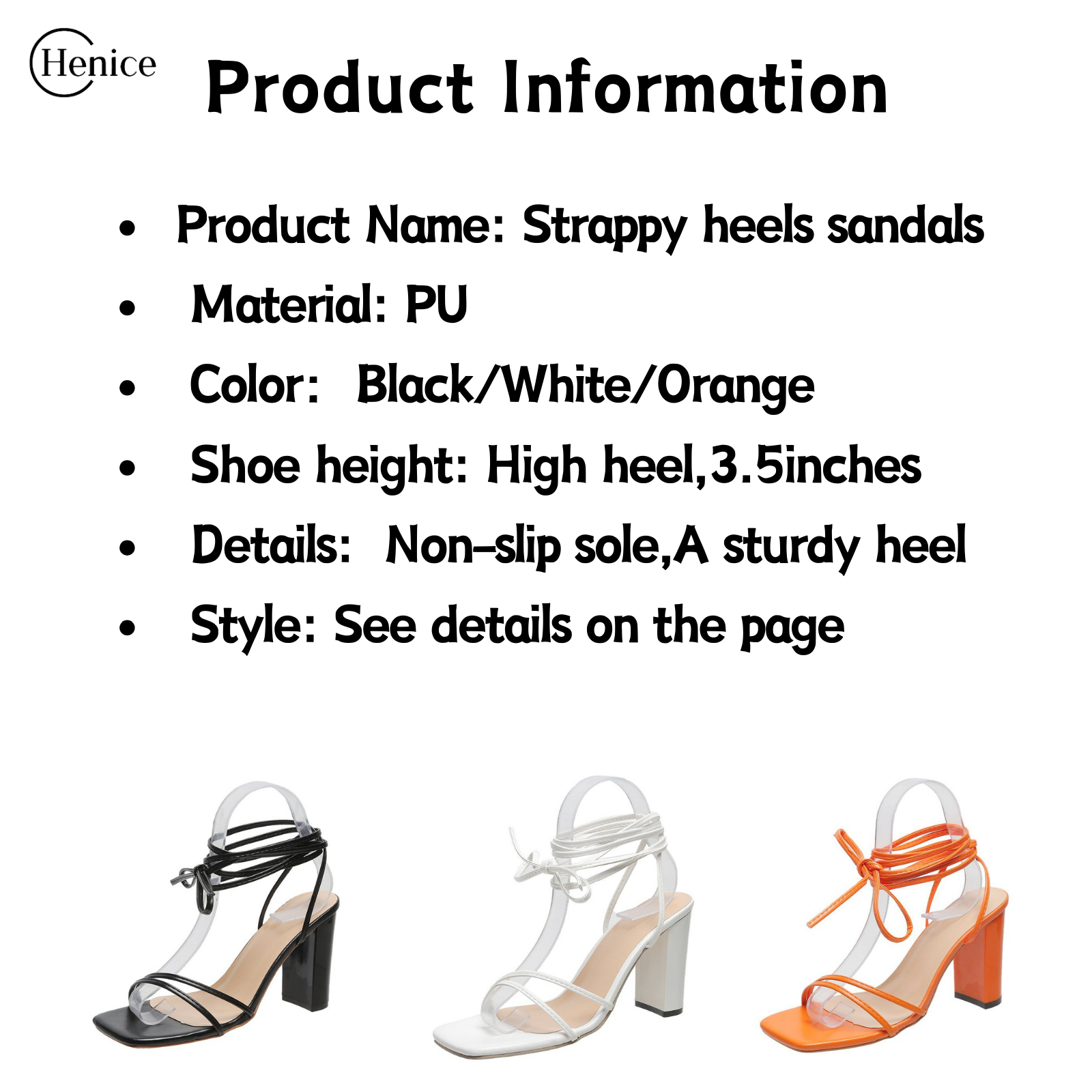 Henice Women Strappy Chunky 3.5 inch Open Toe Korean Fashion Elegant Heels Sandals Shopee Philippines