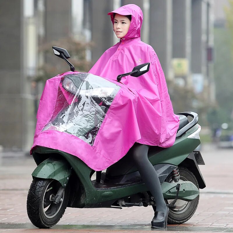 Heavy Duty Motorcycle Rain Poncho with Clear Front Cover & Hood (Unisex ...