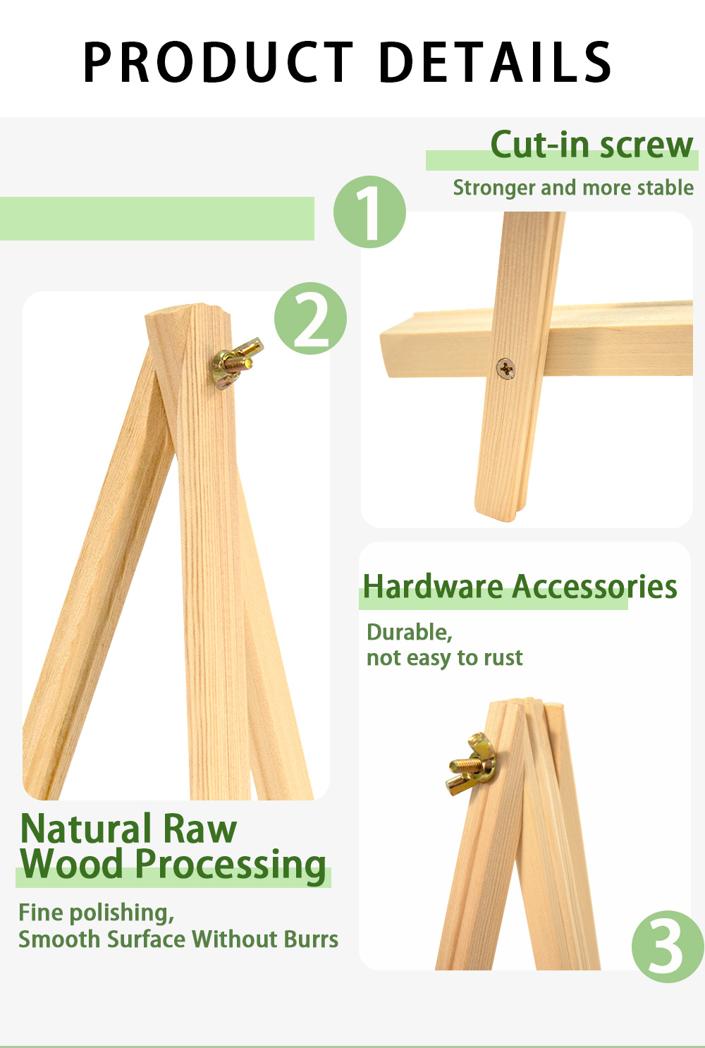 Solid Wood Tripod Adjustable Artist Wooden Triangular Display Painting ...