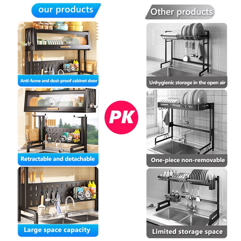 Metallic Dish Cabinet Rack Dish rack kitchen organizer Dish Drainer ...