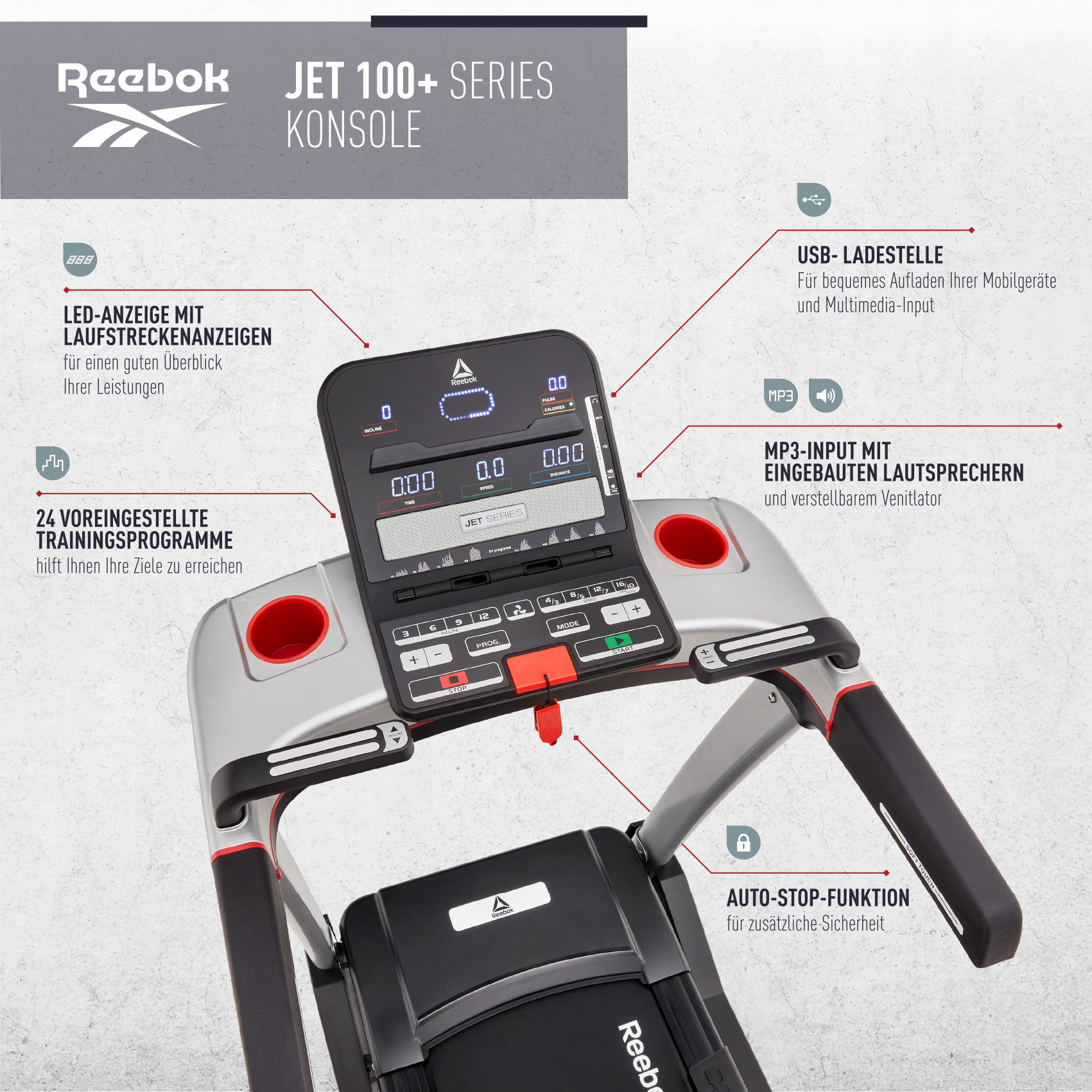 Motorized Treadmill Reebok Jet 100 Treadmill White Buy Reebok