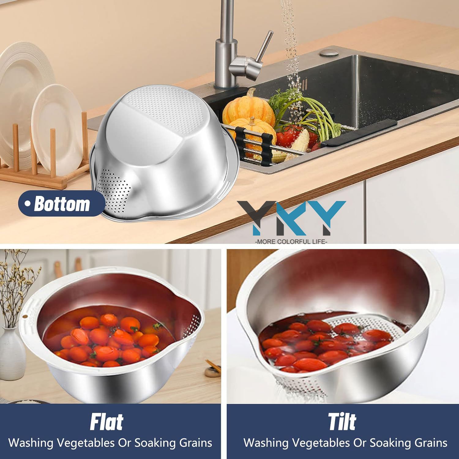 Versatile Strainer Rice Washer Stainless Steel Drainers Colander for ...