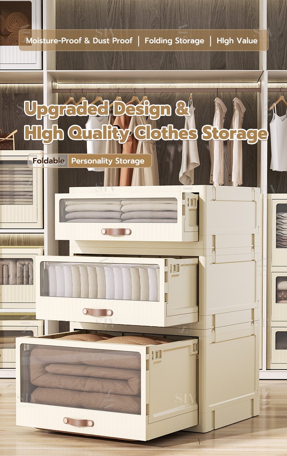 SIV Foldable Drawer Cabinet Folding Storage Box Collapsible Organizer ...