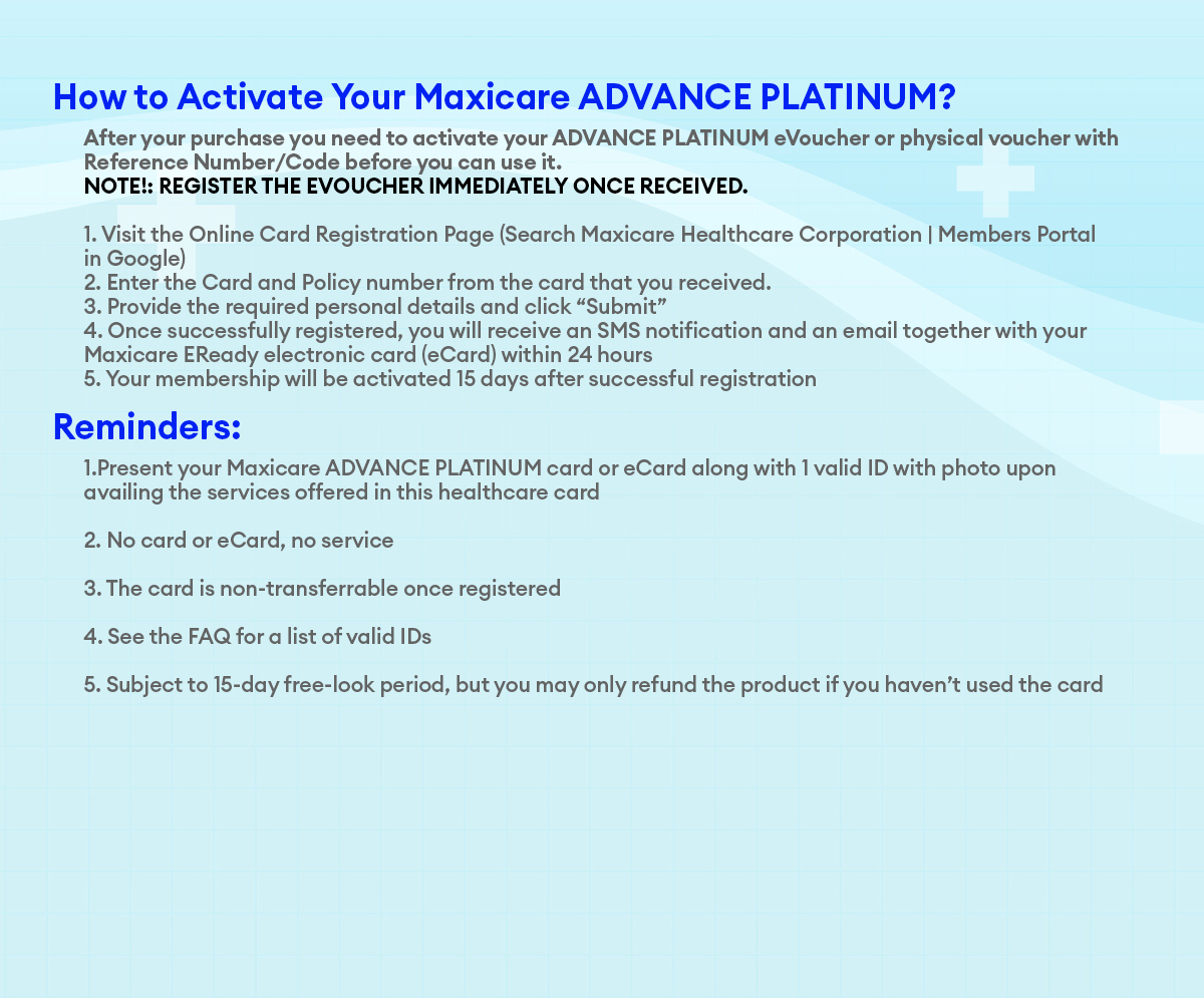 Maxicare EReady Advance Platinum Prepaid Health Card HMO Emergency With ...