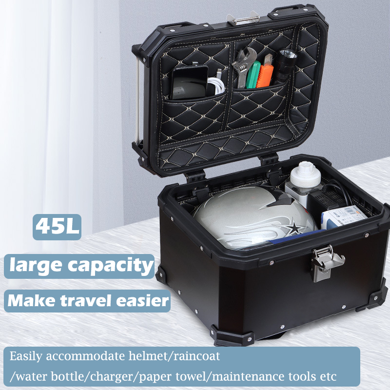 MOFOX 45L Aluminum Motorcycle Helmet Box Trunk Tail Rear Tool Cases ...