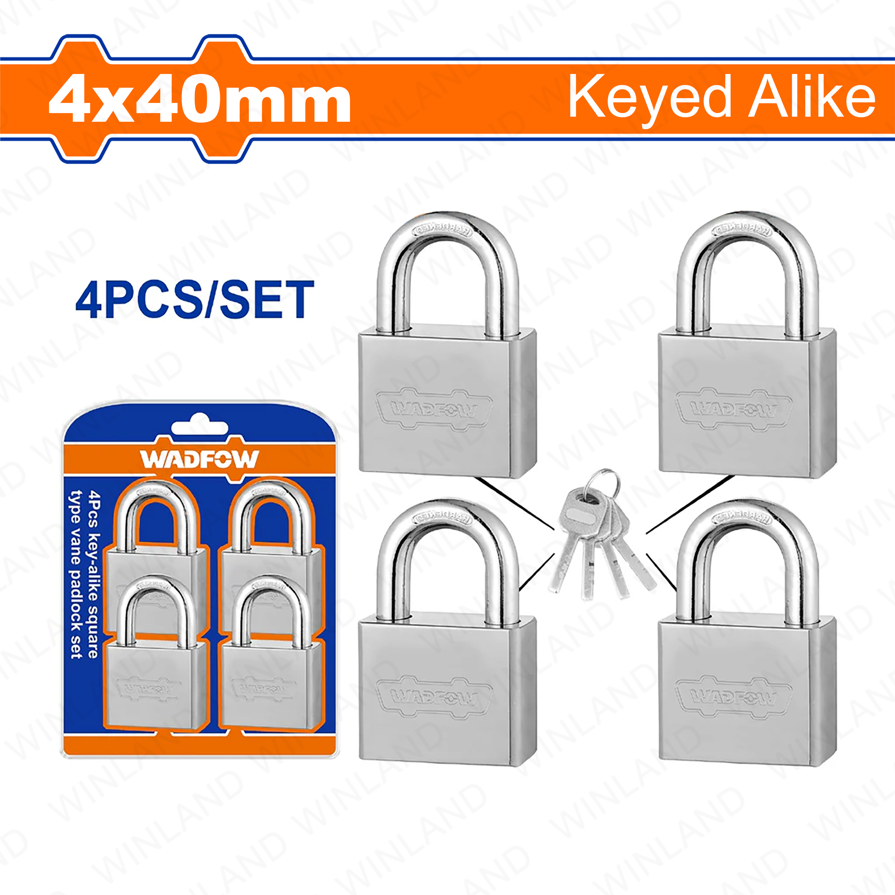 Wadfow by Winland Keyed-Alike Square Fin Type Vane Padlock Set 40mm ...