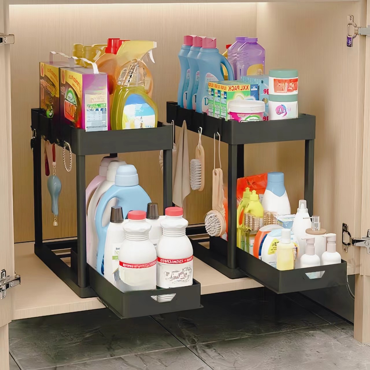 Kitchen Storage Rack Pullout Basket Sink Rack Seasoning Spice Snack ...