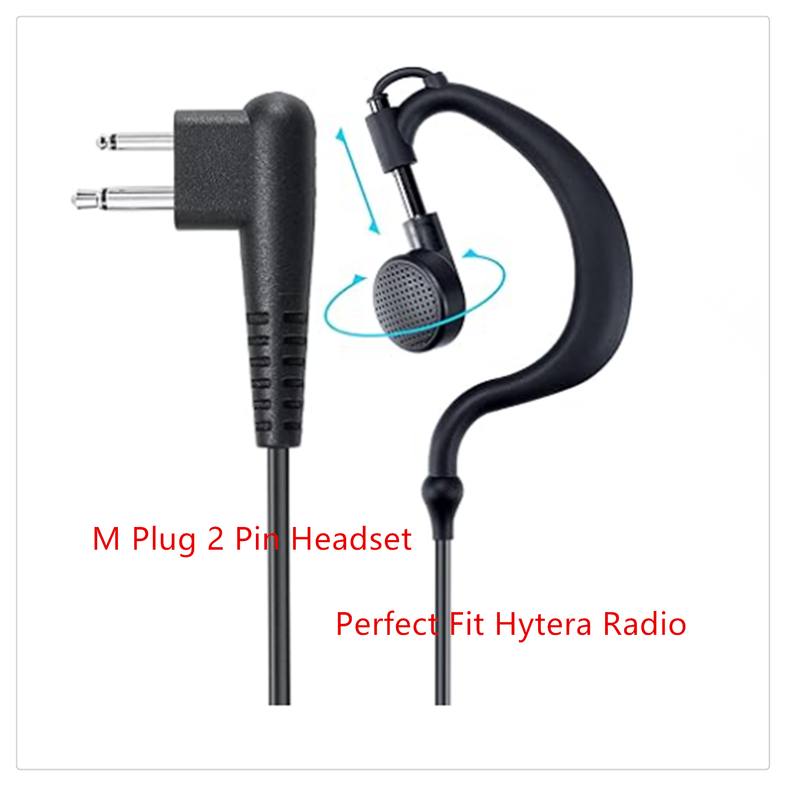 2 Pin Earpiece Headset M Plug Perfect Fit HYT Hytera Walkie Talkie Two ...