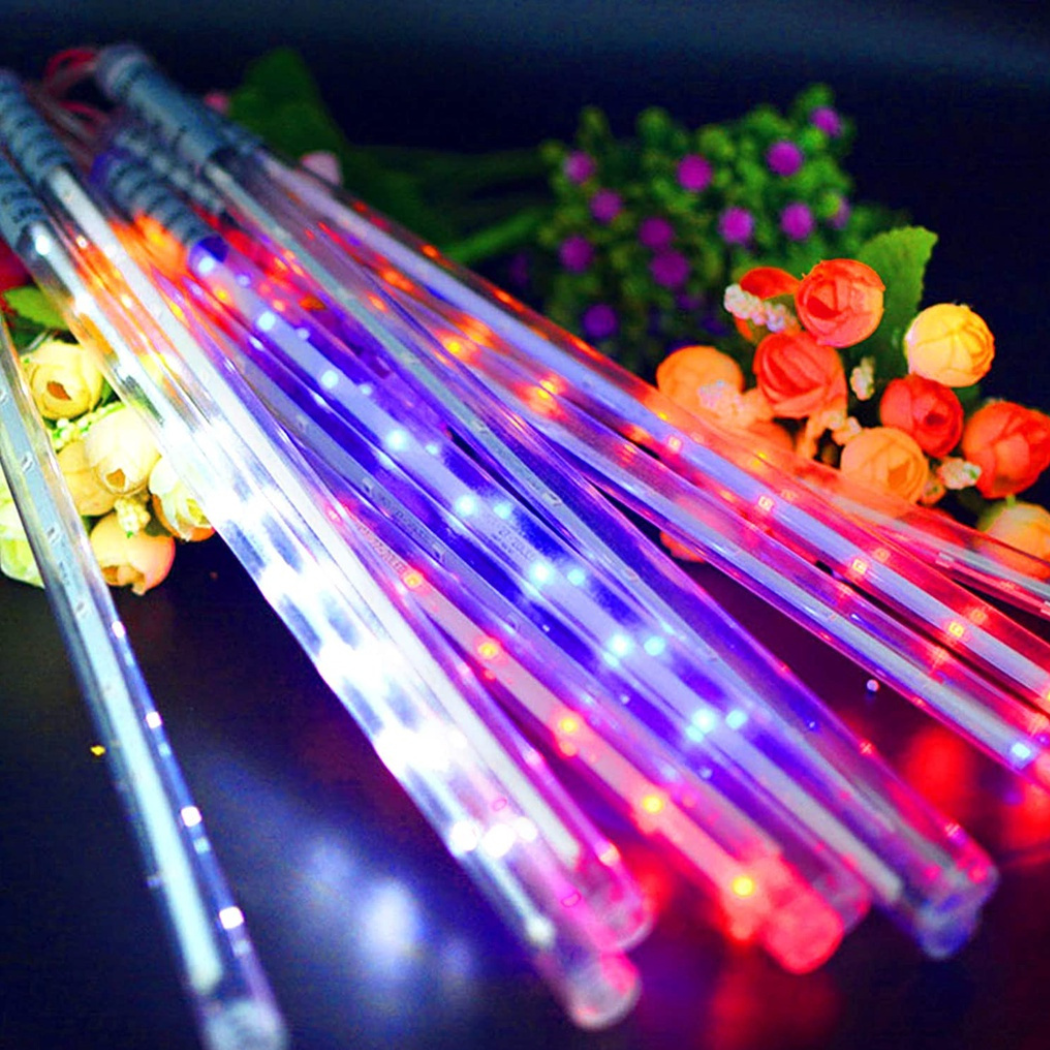 20/30/50cm LED Solar Tubes Meteor Shower Rain Lights Falling Raindrop ...